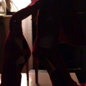 Hot pink long bootie heels